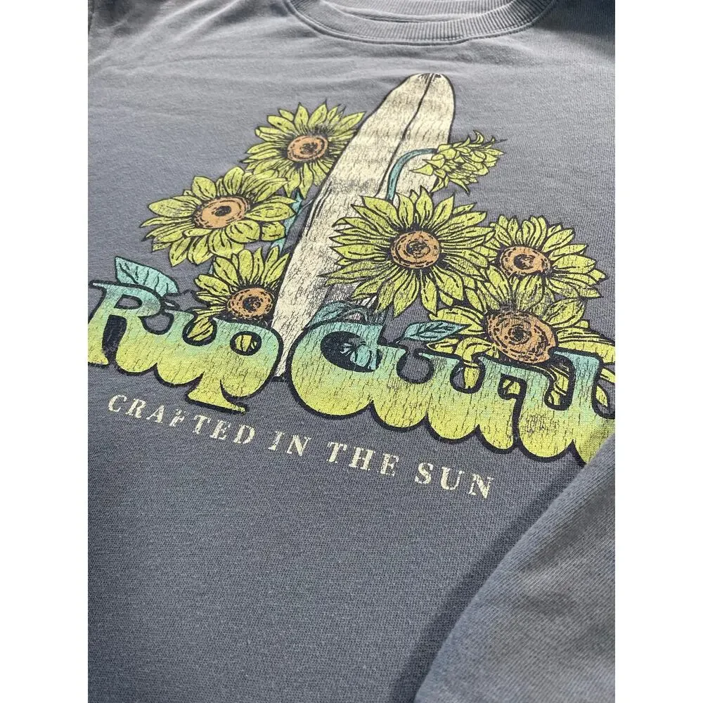 Rip Curl Surf Sweatshirt Women Small Blue Sunflower Surfboard Y2K Retro